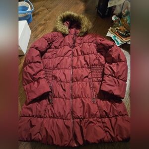 Maralyn & Me Winter Women Jacket  Dressed To Impress Size 2X Used Maroon Red.